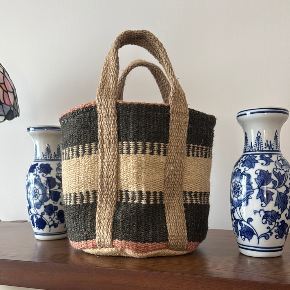 Woven Black and Tan Tote Bag
